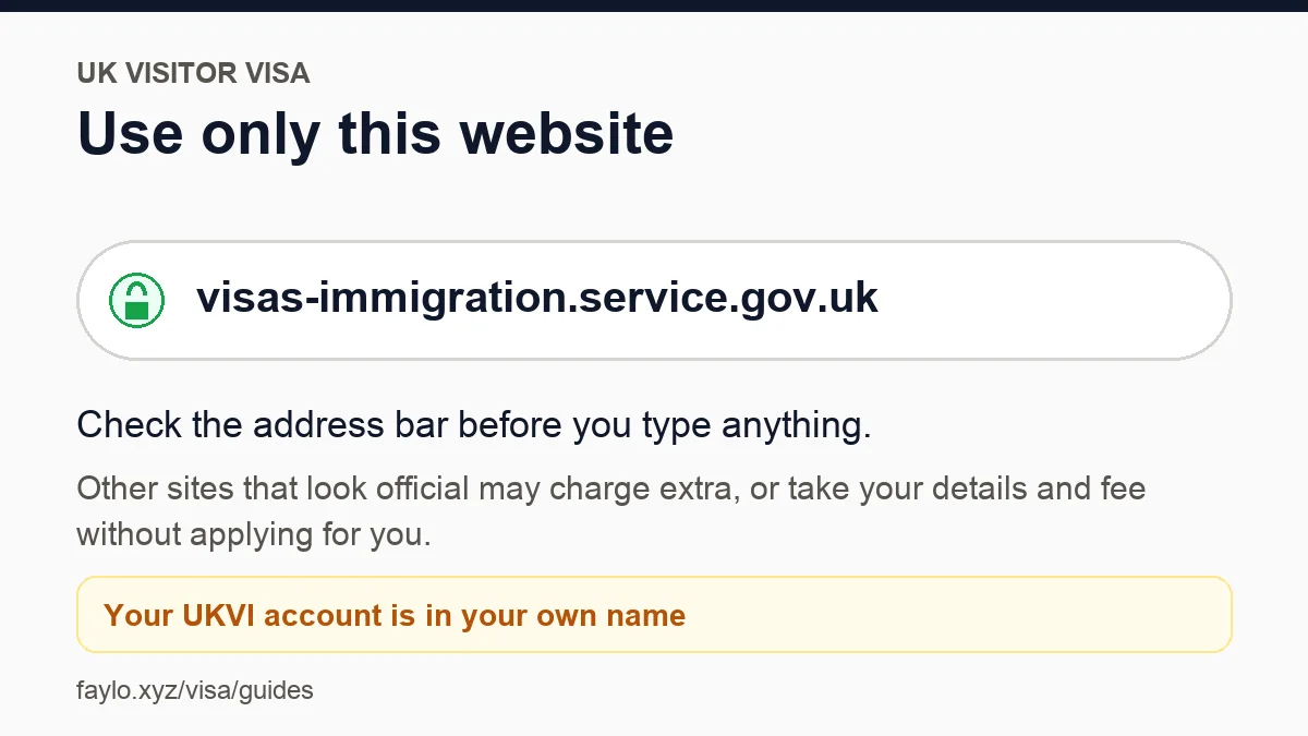 The address bar showing the official the UK visitor visa application address